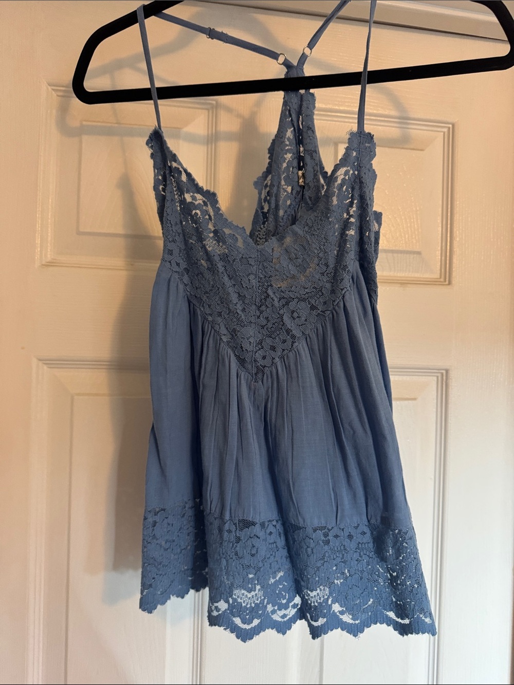 Free People Dusty Blue Lace-Trim Camisole